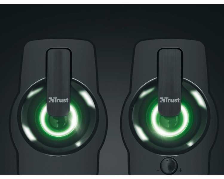 Altavoces trust gemi 2.0 potencia maxima 12w iluminacion led control de volumen y conexion