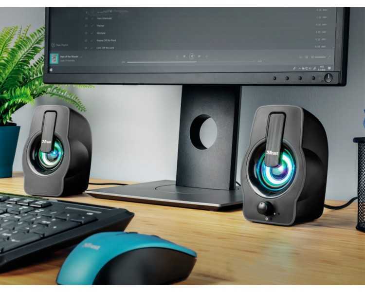 Altavoces trust gemi 2.0 potencia maxima 12w iluminacion led control de volumen y conexion