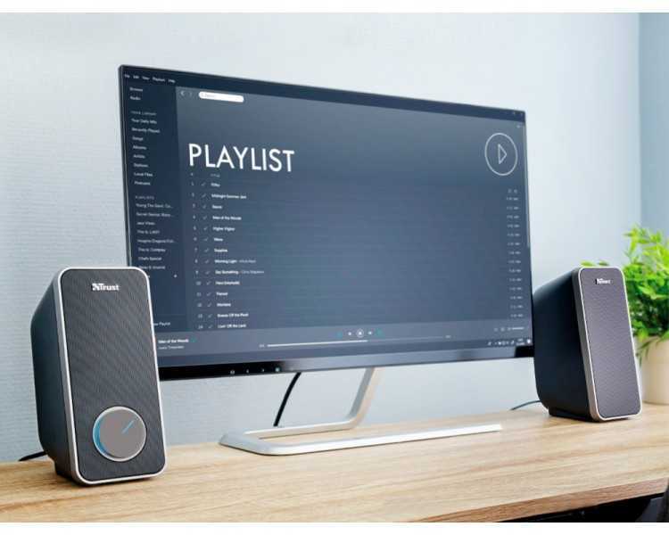 Altavoces trust arys 2.0 potencia maxima 28w control de volumen y conexion auriculares usb color negro