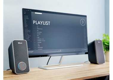 Altavoces trust arys 2.0 potencia maxima 28w control de volumen y conexion auriculares usb color negro