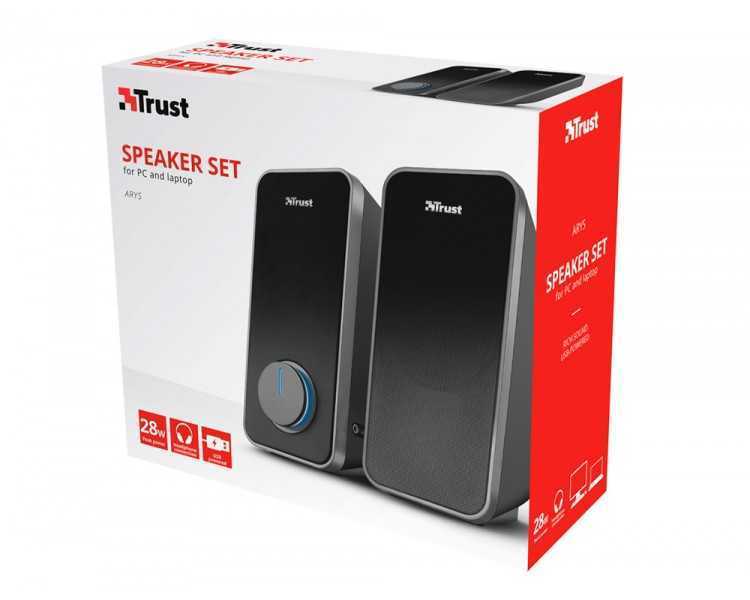 Altavoces trust arys 2.0 potencia maxima 28w control de volumen y conexion auriculares usb color negro
