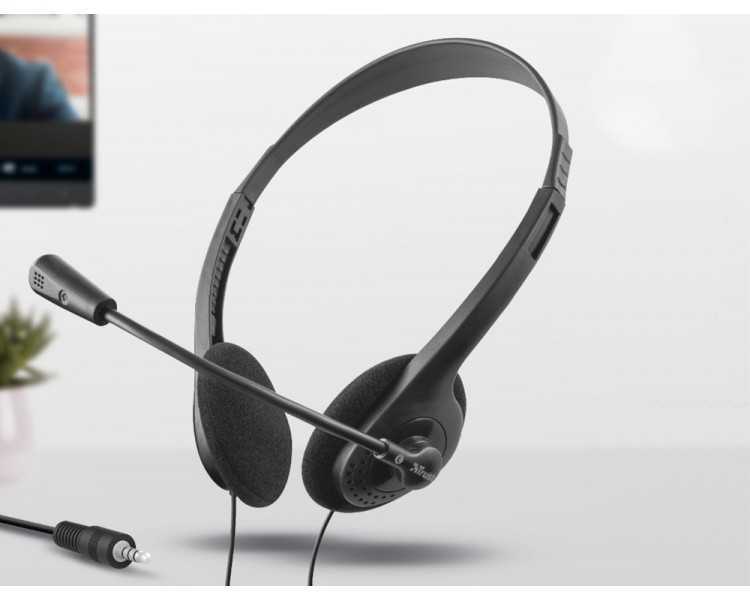 Auricular trust primo chat headset para pc y laptop longitud cable 1,8 m con microfono conexion jack 3.5