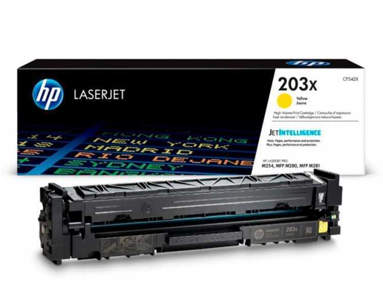 Toner hp laserjet 203x m254dw / 280nw / 281fdw amarillo 2500 paginas