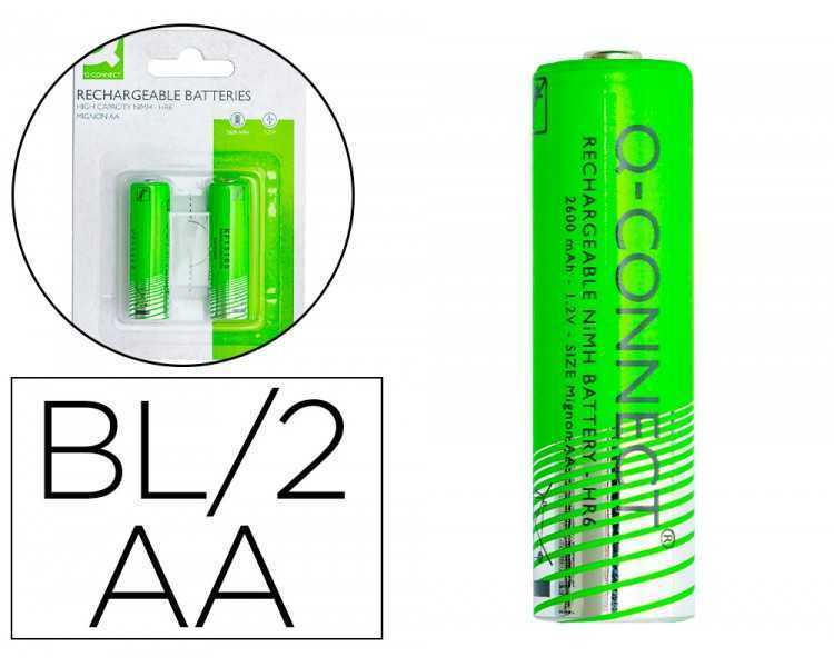 Pila q-connect alcalina aa recargable blister de 2 unidades