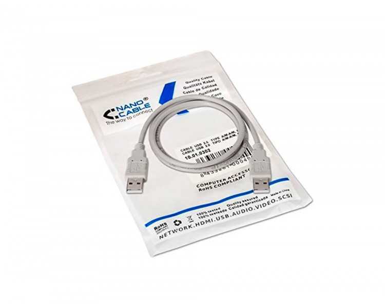 Cable usb nanocable 2.0 tipo a/m-a/m color gris longitud 1 m