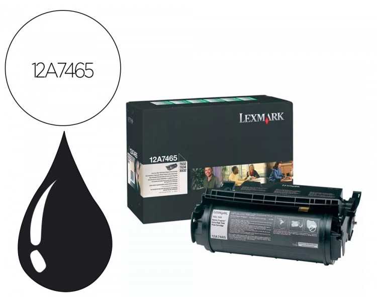 Toner lexmark laser t632 / t634 / x630 / x632 12a7465 negro alta capacidad 32000 paginas
