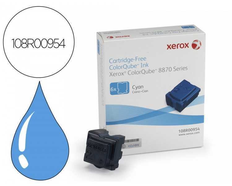 Tinta solida xerox 8870 / 8880 cian 17300 paginas pack de 6 unidades