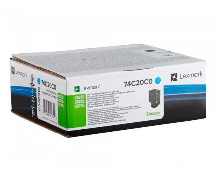 Toner lexmark laser 74c20c0 cx725de / cs720d e/ cs725de cian 3000 paginas