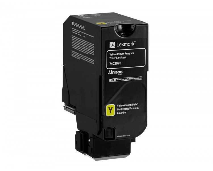Toner lexmark laser 74c20y0 cx725de / cs720de / cs725de amarillo 3000 paginas