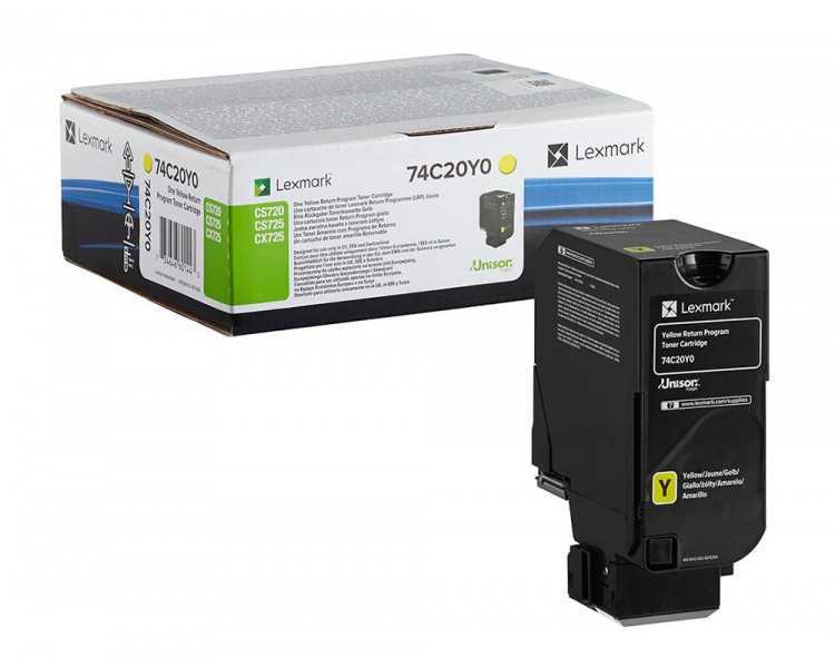 Toner lexmark laser 74c20y0 cx725de / cs720de / cs725de amarillo 3000 paginas