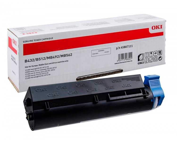 Toner oki n45807111 negro 12000 paginas