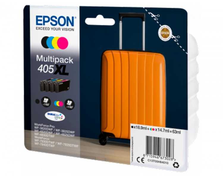 Ink-jet epson 405 xl wf-3820dwf / wf-4820dwf / wf-7830dtwf / wf-7840dtwf alta capacidad pack de 4