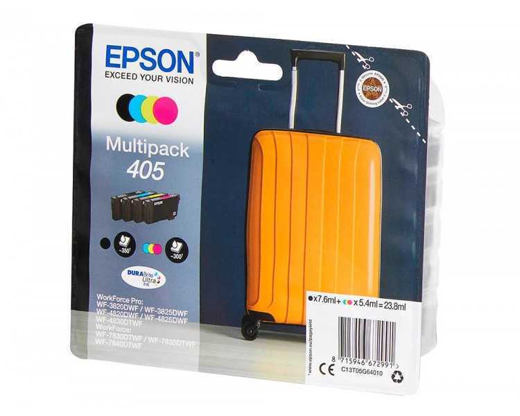 Ink-jet epson 405 wf-3820dwf / wf-4820dwf / wf-7830dtwf / wf-7840dtwf alta capacidad pack de 4 colores