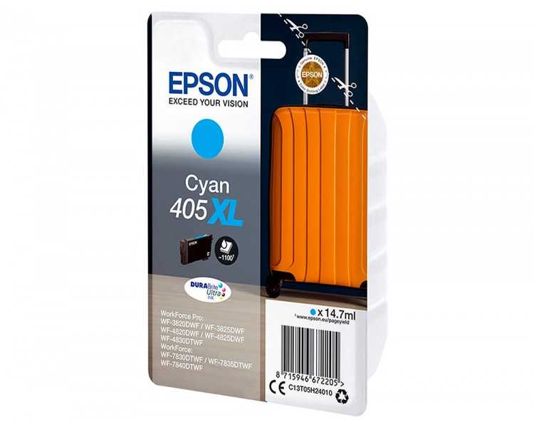 Ink-jet epson 405 xl wf-3820dwf / wf-4820dwf / wf-7830dtwf / wf-7840dtwf alta capacidad cian