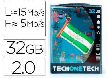 Memoria usb tech on tech bandera andalucia 32 gb