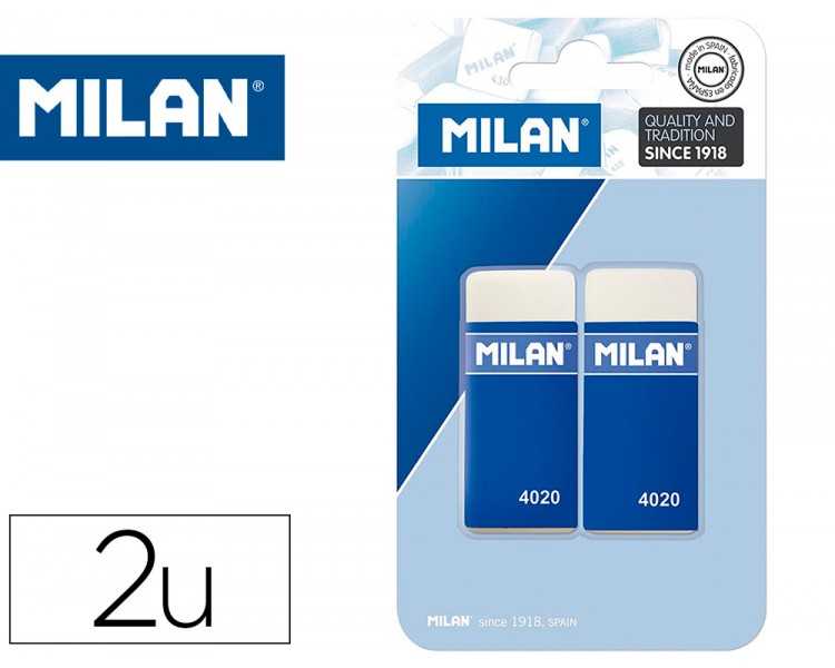 Goma de borrar milan 4020 miga de pan blister de 2 unidades