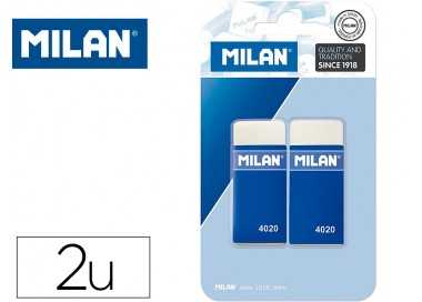 Goma de borrar milan 4020 miga de pan blister de 2 unidades