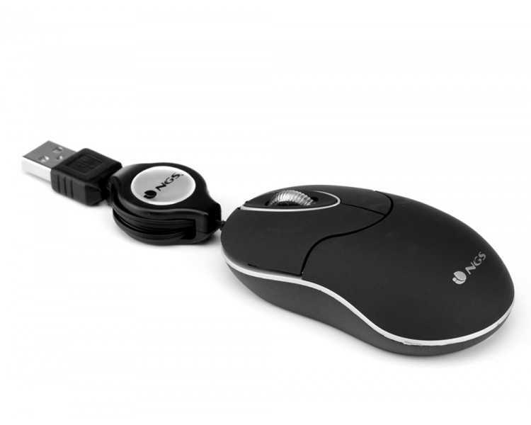 Raton ngs wired sin 1000 dpi retractil 3 botones usb color negro