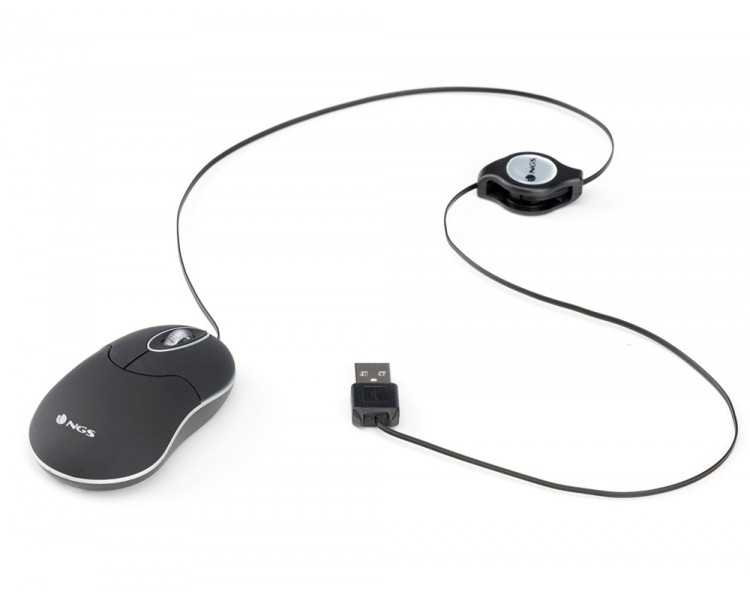 Raton ngs wired sin 1000 dpi retractil 3 botones usb color negro