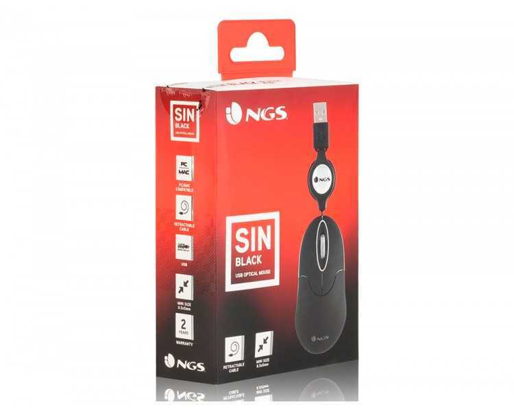 Raton ngs wired sin 1000 dpi retractil 3 botones usb color negro