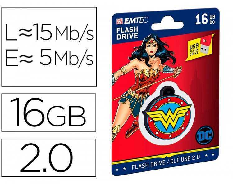 Memoria usb emtec flash 16 gb usb 2.0 collector wonder woman