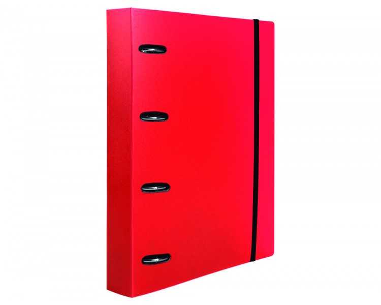 Carpeta con recambio liderpapel a4 cuadro 5mm 100 hojas 80g polipropileno 4 anillas 40mm rojo translucido