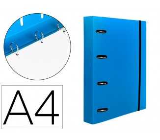 Carpeta con recambio liderpapel a4 cuadro 5mm 100 hojas 80g polipropileno 4 anillas 40mm azul translucido
