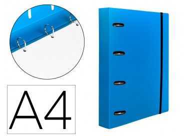 Carpeta con recambio liderpapel a4 cuadro 5mm 100 hojas 80g polipropileno 4 anillas 40mm azul translucido