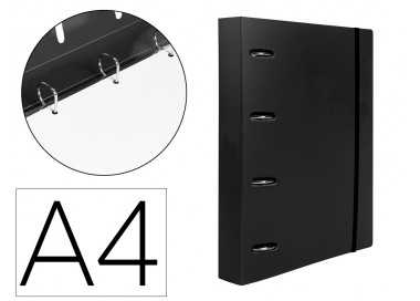 Carpeta con recambio liderpapel a4 cuadro 5mm 100 hojas 80g polipropileno 4 anillas 40mm negro opaco