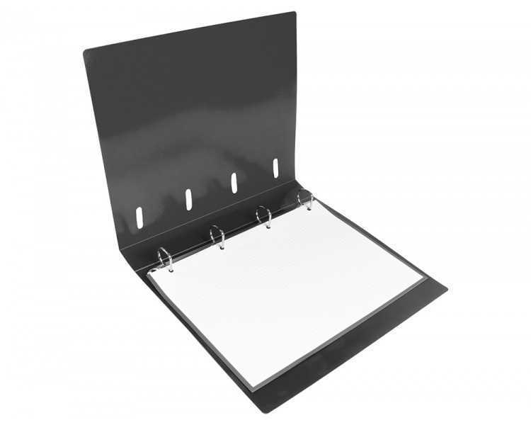 Carpeta con recambio liderpapel a4 cuadro 5mm 100 hojas 80g polipropileno 4 anillas 40mm negro opaco