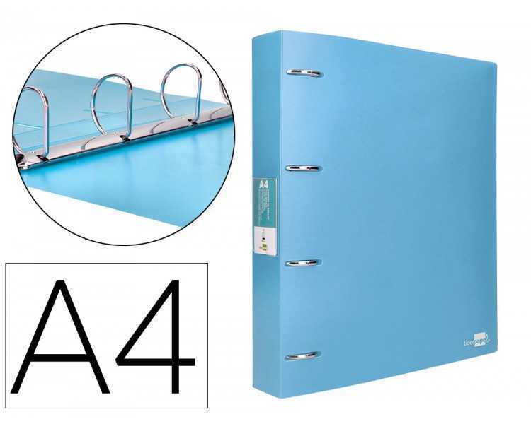 Carpeta liderpapel 4 anillas mixtas 40 mm polipropileno din a4 celeste opaco