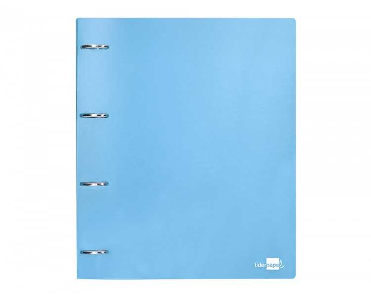 Carpeta liderpapel 4 anillas mixtas 40 mm polipropileno din a4 celeste opaco