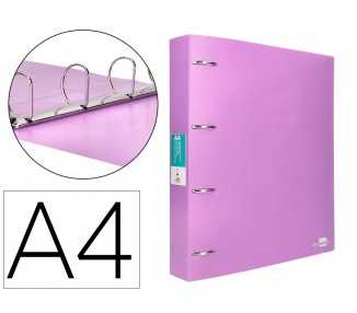 Carpeta liderpapel 4 anillas mixtas 40 mm polipropileno din a4 lavanda opaco