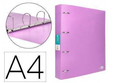 Carpeta liderpapel 4 anillas mixtas 40 mm polipropileno din a4 lavanda opaco