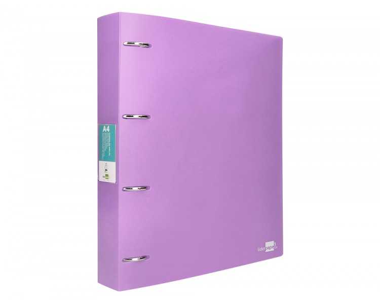 Carpeta liderpapel 4 anillas mixtas 40 mm polipropileno din a4 lavanda opaco
