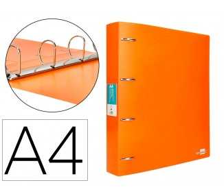 Carpeta liderpapel 4 anillas mixtas 40 mm polipropileno din a4 naranja fluor opaco
