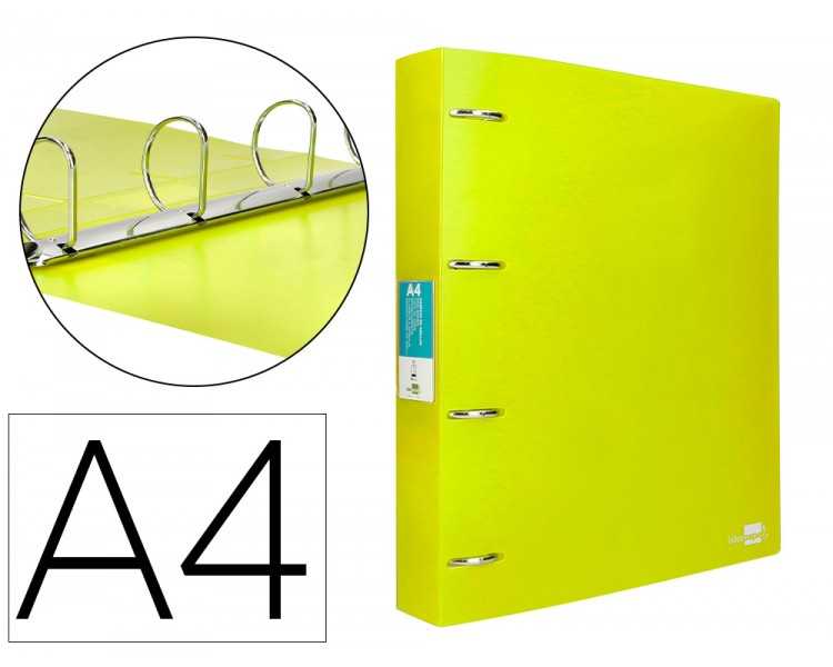 Carpeta liderpapel 4 anillas mixtas 40 mm polipropileno din a4 amarillo fluor opaco