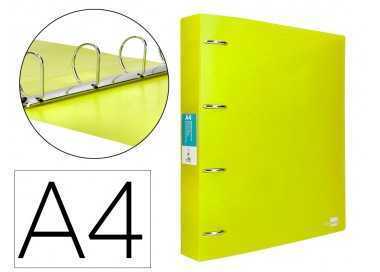 Carpeta liderpapel 4 anillas mixtas 40 mm polipropileno din a4 amarillo fluor opaco