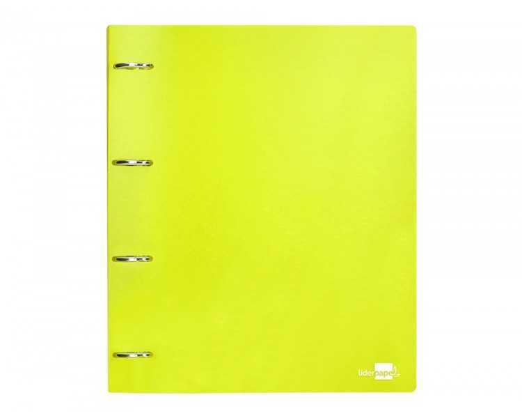 Carpeta liderpapel 4 anillas mixtas 40 mm polipropileno din a4 amarillo fluor opaco