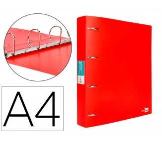 Carpeta liderpapel 4 anillas mixtas 40 mm polipropileno din a4 rojo translucido