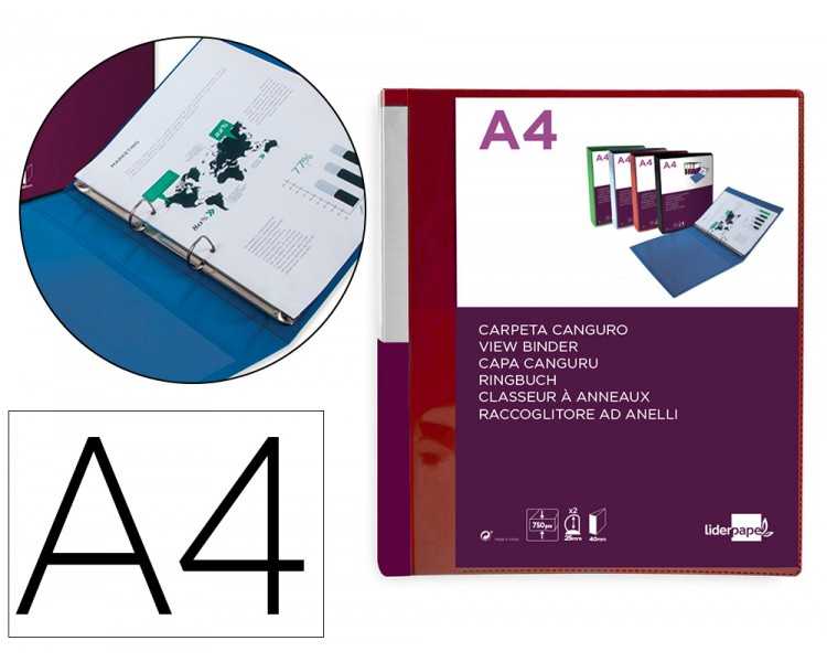 Carpeta liderpapel canguro 2 anillas 25 mm mixtas polipropileno din a4 rojo translucido