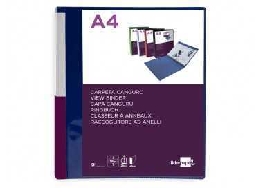 Carpeta liderpapel canguro 2 anillas 25 mm mixtas polipropileno din a4 azul translucido