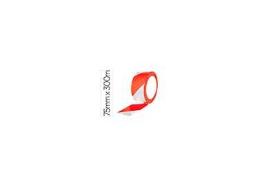 Cinta de señalizacion q-connect no adhesiva rojo y blanco 300 mt x 75 mm Cinta de señalizacion q-connect no adhesiva rojo y blanco 300 mt x 75 mm