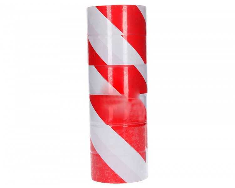 Cinta de señalizacion q-connect no adhesiva rojo y blanco 300 mt x 75 mm