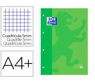 Recambio color 1 oxford din a4+ 80 hojas 90 gr cuadro 5 mm 4 taladros color verde manzana