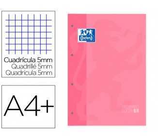 Recambio color 1 oxford din a4+ 80 hojas 90 gr cuadro 5 mm 4 taladros color rosa chicle