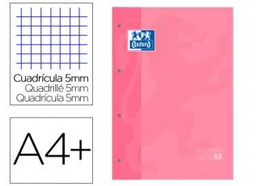 Recambio color 1 oxford din a4+ 80 hojas 90 gr cuadro 5 mm 4 taladros color rosa chicle