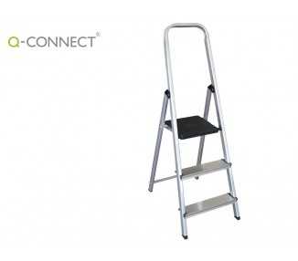 Escalera q-connect de aluminio 3 peldaños 590x400x1260 mm peso maximo 150 kg en-131