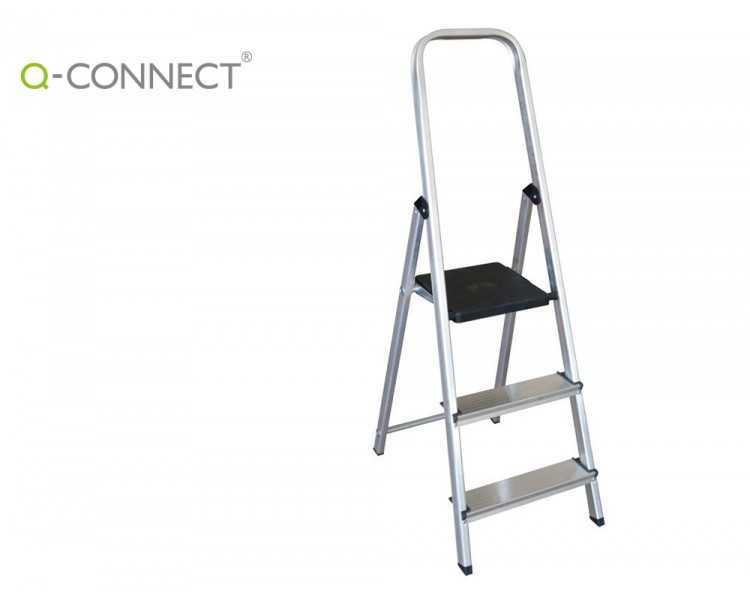 Escalera q-connect de aluminio 3 peldaños 590x400x1260 mm peso maximo 150 kg en-131