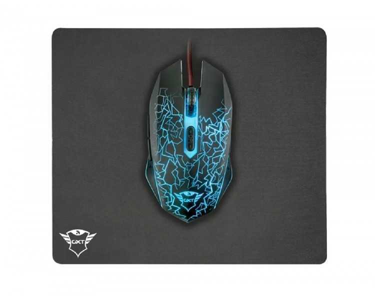 Pack alfombrilla + raton optico trust gaming gxt783 izza mouse & pad 2400 dpi 6 botones